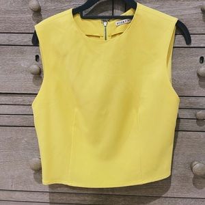 Alice & Olivia Yellow Cropped Top zip-back